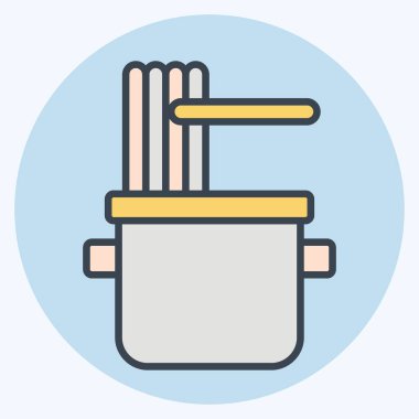 İkon Eriştesi. Aşçılık sembolüyle ilgili. renk arkadaşı stili. Basit dizayn edilebilir. Basit resimleme