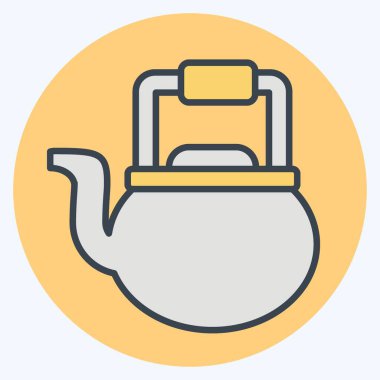 Icon Kettle. Aşçılık sembolüyle ilgili. renk arkadaşı stili. Basit dizayn edilebilir. Basit resimleme