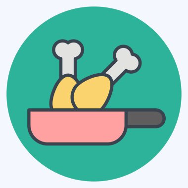 İkon Kızarmış. Aşçılık sembolüyle ilgili. renk arkadaşı stili. Basit dizayn edilebilir. Basit resimleme