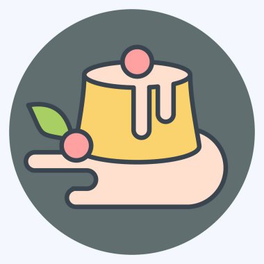 Simge Tatlısı. Aşçılık sembolüyle ilgili. renk arkadaşı stili. Basit dizayn edilebilir. Basit resimleme