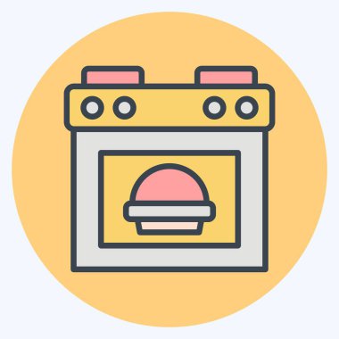 Icon Fırında Ekmek. Aşçılık sembolüyle ilgili. renk arkadaşı stili. Basit dizayn edilebilir. Basit resimleme