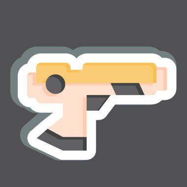 Etiket Yüksek Teknoloji Silahları. Gelecek Teknolojisi sembolüyle ilgili. Basit dizayn edilebilir. Basit resimleme