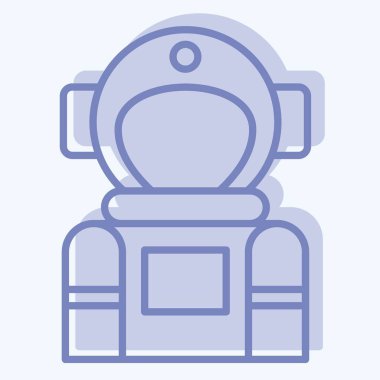 Simge Uzay Turizmi. Gelecek Teknolojisi sembolüyle ilgili. İki ton stili. Basit dizayn edilebilir. Basit resimleme