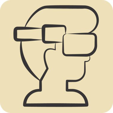 Icon Hi-Tech gözlükleri. Gelecek Teknolojisi sembolüyle ilgili. El çizimi tarzı. Basit dizayn edilebilir. Basit resimleme