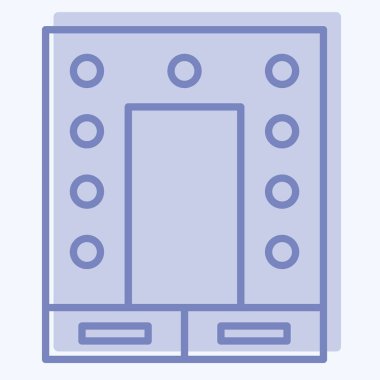 Simge Ayna. Tiyatro Gradyan sembolüyle ilgili. İki ton stili. Basit dizayn edilebilir. Basit resimleme