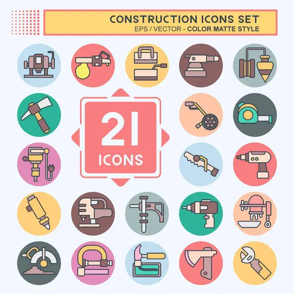 Simge Set İnşaat. Bina sembolüyle ilgili. renk arkadaşı stili. Basit dizayn edilebilir. Basit resimleme