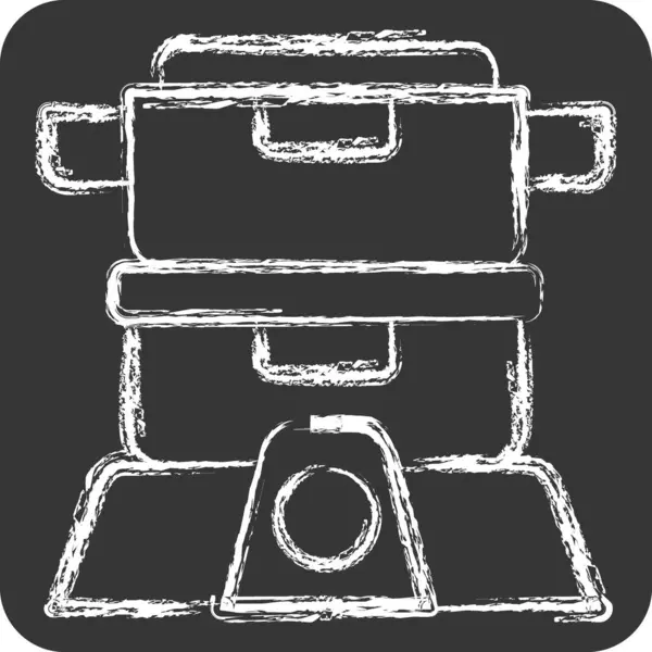 Icon Steamer. Aşçılık sembolüyle ilgili. Tebeşir stili. Basit dizayn edilebilir. Basit resimleme