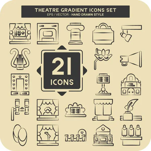 Simge Belirleme Tiyatrosu Gradyanı. Entertainment sembolüyle ilgili. El çizimi tarzı. Basit dizayn edilebilir. Basit resimleme