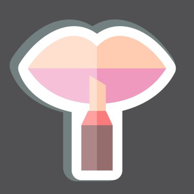 Çıkartma Dudak Çizgisi. Kozmetik sembolüyle ilgili. Basit dizayn edilebilir. Basit resimleme