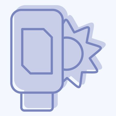 Simge Güneş kremi. Kozmetik sembolüyle ilgili. İki ton stili. Basit dizayn edilebilir. Basit resimleme