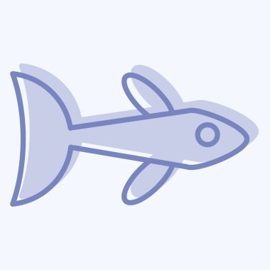 Simge Neon Tetra. Deniz sembolüyle ilgili. İki ton stili. Basit dizayn edilebilir. Basit resimleme
