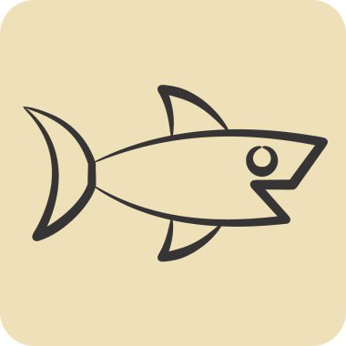 Simge Köpekbalığı. Deniz sembolüyle ilgili. El çizimi tarzı. Basit dizayn edilebilir. Basit resimleme