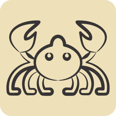 İkon yengeci. Deniz sembolüyle ilgili. El çizimi tarzı. Basit dizayn edilebilir. Basit resimleme