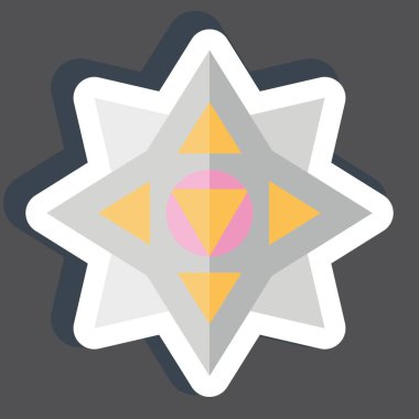 Etiket Shuriken. Ninja sembolüyle ilgili. Basit dizayn edilebilir. Basit resimleme