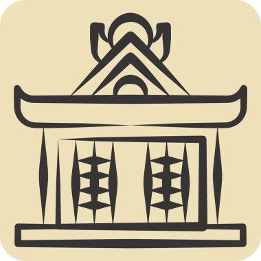 Simge Pavyonu. Ninja sembolüyle ilgili. El çizimi tarzı. Basit dizayn edilebilir. Basit resimleme