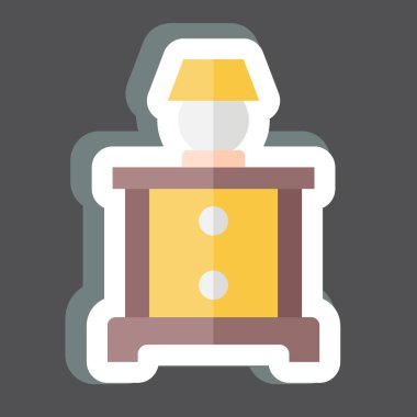 Çıkartma Çekmecesi Dolabı. Vintage Dekorasyon sembolüyle ilgili. Basit dizayn edilebilir. Basit resimleme