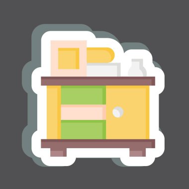 Çıkartma Perdesi Çekmecesi. Vintage Dekorasyon sembolüyle ilgili. Basit dizayn edilebilir. Basit resimleme