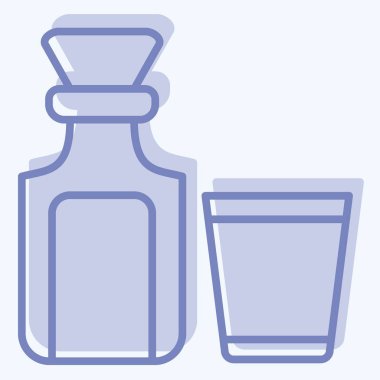 Simge Cam Şişeler. Vintage Dekorasyon sembolüyle ilgili. İki ton stili. Basit dizayn edilebilir. Basit resimleme