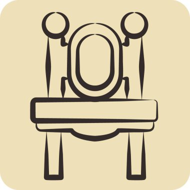 Simge Soyunma Masası. Vintage Dekorasyon sembolüyle ilgili. El çizimi tarzı. Basit dizayn edilebilir. Basit resimleme