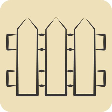 İkon Çit. Marangozluk sembolüyle ilgili. El çizimi tarzı. Basit dizayn edilebilir. Basit resimleme