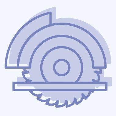 Tekerlek testeresi. Marangozluk sembolüyle ilgili. İki ton stili. Basit dizayn edilebilir. Basit resimleme