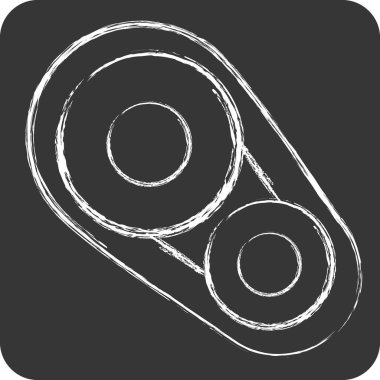 Simge Zamanlama Kemeri. Araba parçaları sembolüyle ilgili. Tebeşir stili. Basit dizayn edilebilir. Basit resimleme