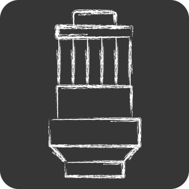 Simge Yağı Filtresi. Araba parçaları sembolüyle ilgili. Tebeşir stili. Basit dizayn edilebilir. Basit resimleme