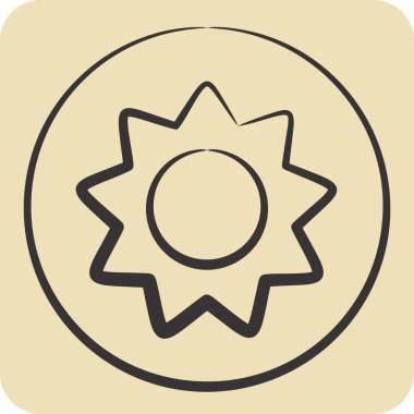 Simge Çöreği. Kahve sembolüyle ilgili. El çizimi tarzı. Basit dizayn edilebilir. Basit resimleme