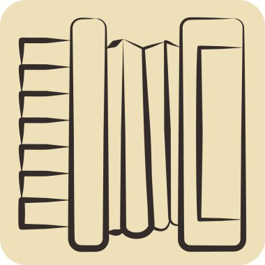 Simge Akordiyonu. Rusya sembolüyle ilgili. El çizimi tarzı. Basit dizayn edilebilir. Basit resimleme