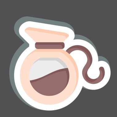 Etiketli kahve tenceresi. Kahve sembolüyle ilgili. Basit dizayn edilebilir. Basit resimleme