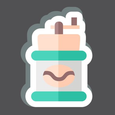 Etiketli Kahve Öğütücü. Kahve sembolüyle ilgili. Basit dizayn edilebilir. Basit resimleme