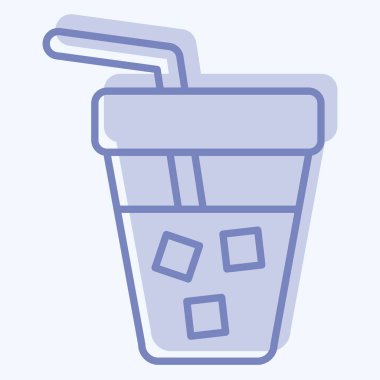 Buzlu kahve. Kahve sembolüyle ilgili. İki ton stili. Basit dizayn edilebilir. Basit resimleme