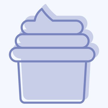 İkonlu kek. Kahve sembolüyle ilgili. İki ton stili. Basit dizayn edilebilir. Basit resimleme