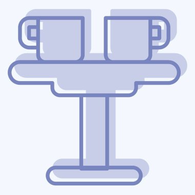 Simge Kahve Masası. Kahve sembolüyle ilgili. İki ton stili. Basit dizayn edilebilir. Basit resimleme