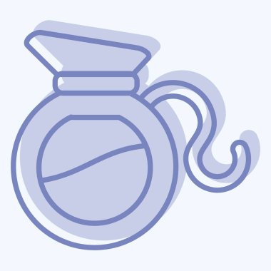 İkon Kahve Tenceresi. Kahve sembolüyle ilgili. İki ton stili. Basit dizayn edilebilir. Basit resimleme