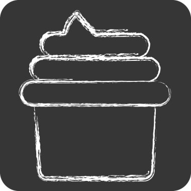 İkonlu kek. Kahve sembolüyle ilgili. Tebeşir stili. Basit dizayn edilebilir. Basit resimleme