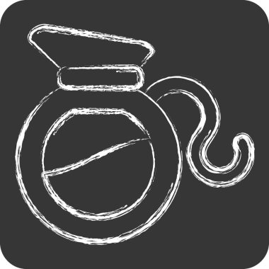 İkon Kahve Tenceresi. Kahve sembolüyle ilgili. Tebeşir stili. Basit dizayn edilebilir. Basit resimleme