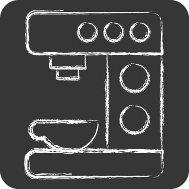 Simge kahve makinesi. Kahve sembolüyle ilgili. Tebeşir stili. Basit dizayn edilebilir. Basit resimleme