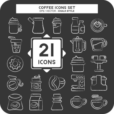 Icon Set Kahve. İçecek sembolü ile ilgili. Tebeşir stili. Basit dizayn edilebilir. Basit resimleme