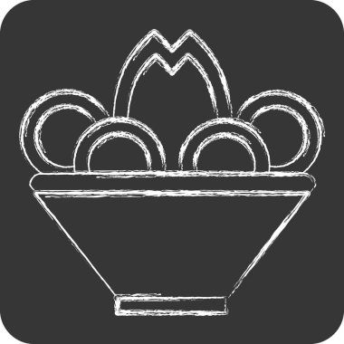 İkon Pelmeni. Rusya sembolüyle ilgili. Tebeşir stili. Basit dizayn edilebilir. Basit resimleme