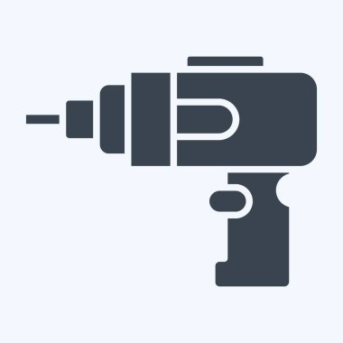 Simgesel Kablosuz Matkap. İnşaat sembolüyle ilgili. Kabartma tarzı. Basit dizayn edilebilir. Basit resimleme