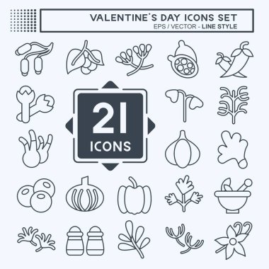 Simge Seti Bitkiler ve Baharatlar. Sebze sembolüyle ilgili. Sıra tarzı. Basit dizayn edilebilir. Basit resimleme