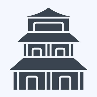 Simge Pagoda. Çin Yeni Yıl sembolüyle ilgili. Kabartma tarzı. Basit dizayn edilebilir. Basit resimleme