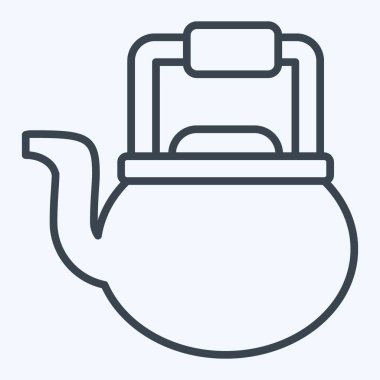 Icon Kettle. Aşçılık sembolüyle ilgili. Sıra tarzı. Basit dizayn edilebilir. Basit resimleme