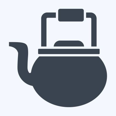 Icon Kettle. Aşçılık sembolüyle ilgili. Kabartma tarzı. Basit dizayn edilebilir. Basit resimleme
