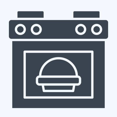 Icon Fırında Ekmek. Aşçılık sembolüyle ilgili. Kabartma tarzı. Basit dizayn edilebilir. Basit resimleme