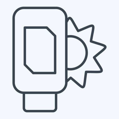 Simge Güneş kremi. Kozmetik sembolüyle ilgili. Sıra tarzı. Basit dizayn edilebilir. Basit resimleme