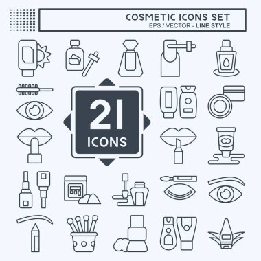 Simge Seti Kozmetik. Güzel sembolle ilgili. Sıra tarzı. Basit dizayn edilebilir. Basit resimleme