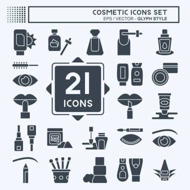 Simge Seti Kozmetik. Güzel sembolle ilgili. Kabartma tarzı. Basit dizayn edilebilir. Basit resimleme