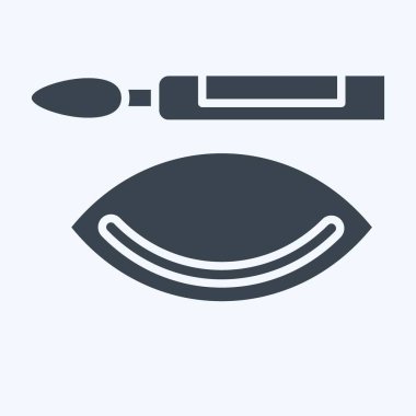 Simgesel göz kalemi. Kozmetik sembolüyle ilgili. Kabartma tarzı. Basit dizayn edilebilir. Basit resimleme